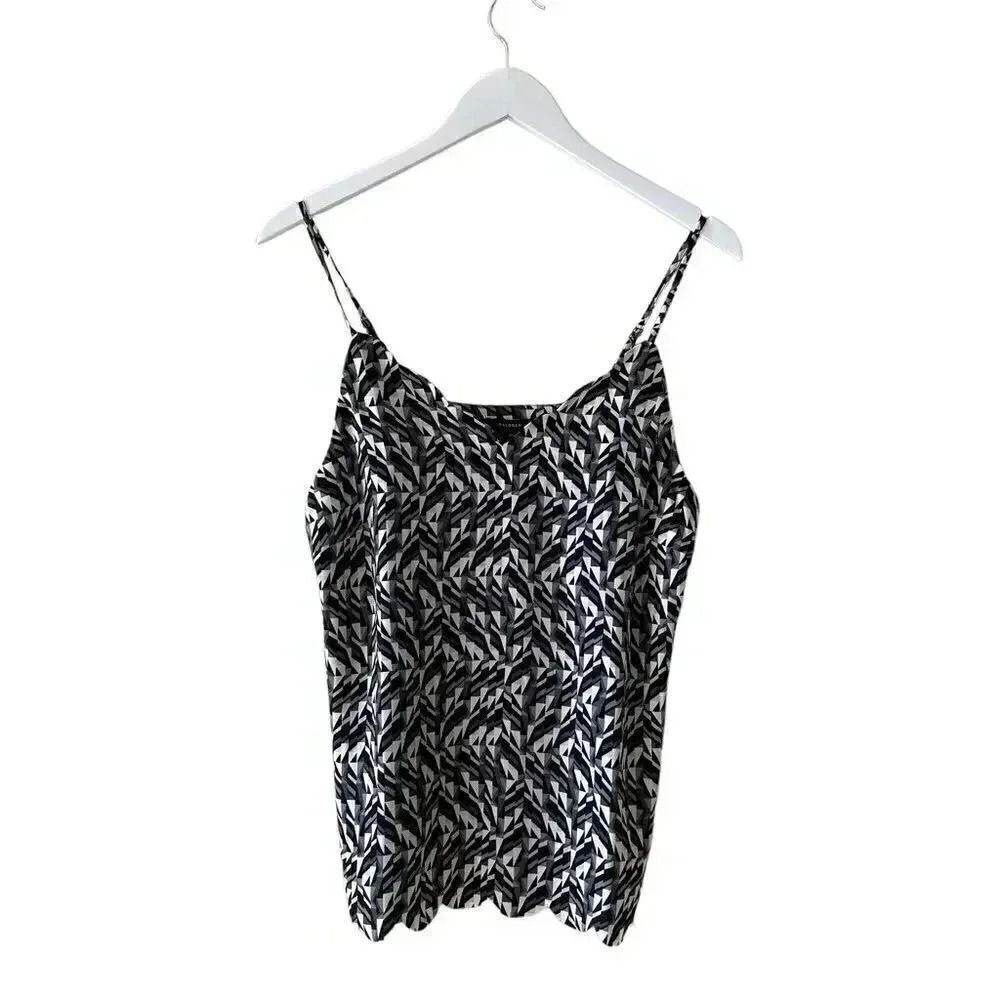 Halogen BLACK- BLUE SHATTERED GLASS Womens Tank Top Blouse SZ M